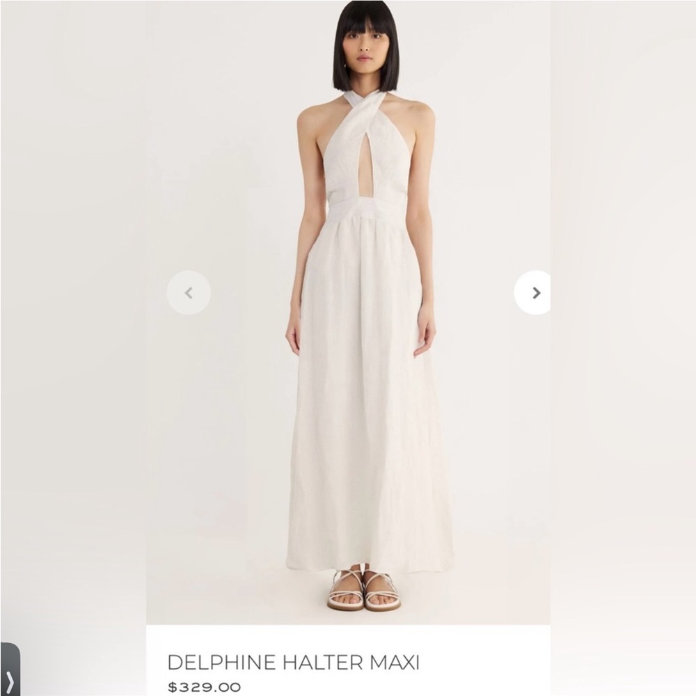 Delphine Maxi Cream Halter Linen Summer Dress
